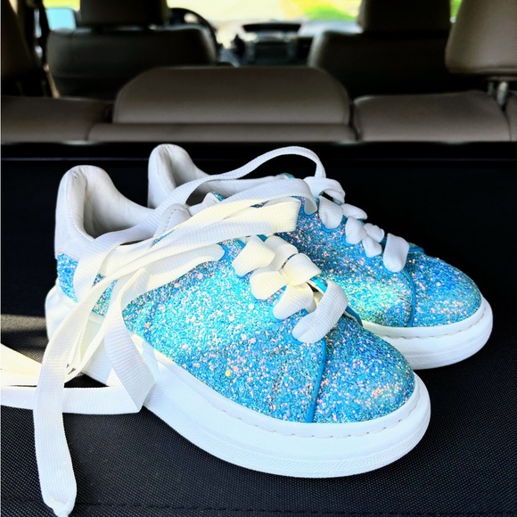 Sparkling Blue Glitter Sneakers - Picture 3 of 3
